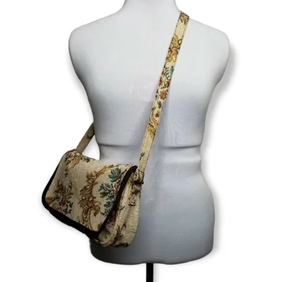 Floral Tapestry Shoulder Bag With Adjustable Strap FairyCore Nature CottageCore - Picture 3 of 10